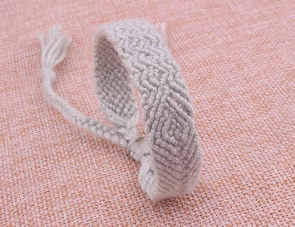 solid color wavy monochrome woven friendship bracelet green blue grey pink red embroidery thread macrame wrap bracelet femme kid