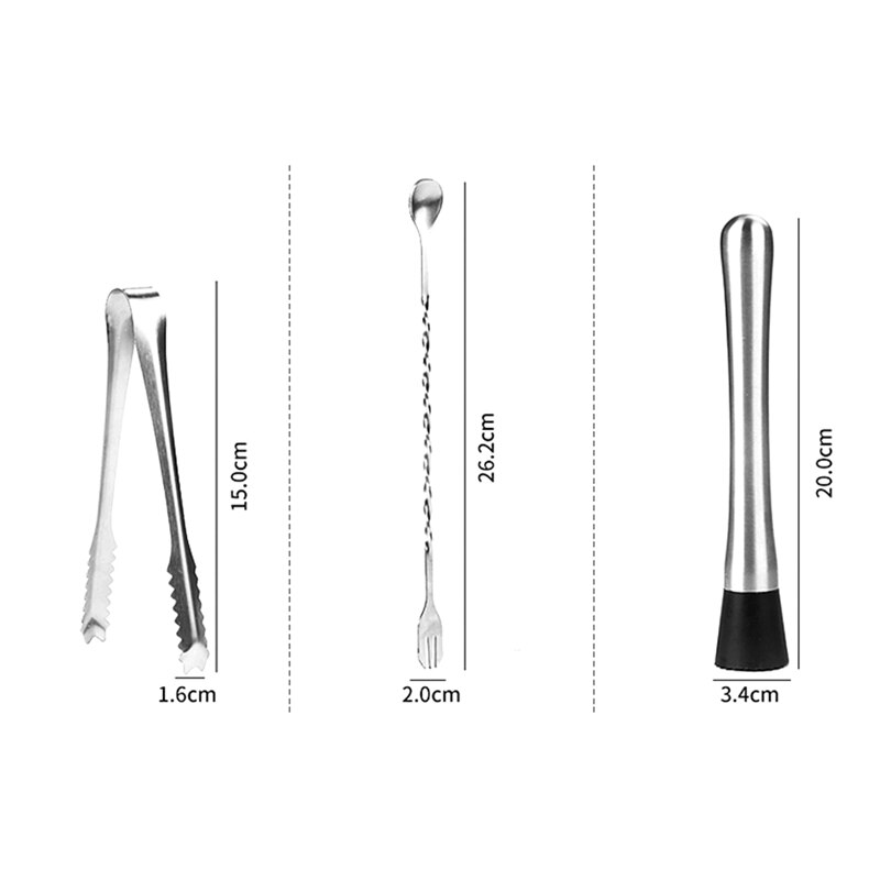 Stainless Steel Bartender Set Cocktail Bar Bartending Tools Full Set of Home Novice Snow Grams 9-Piece Set