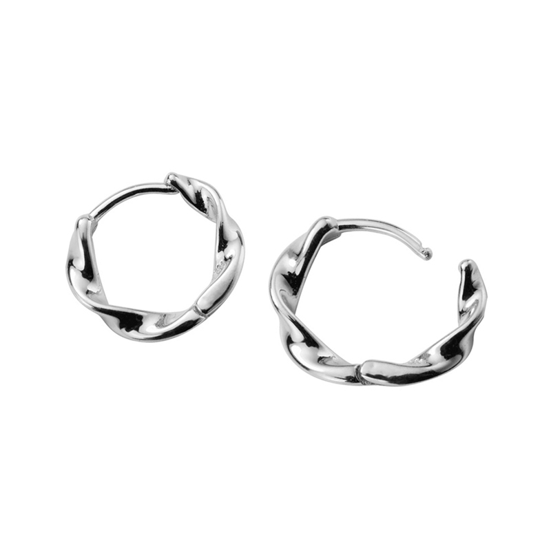 INZATT Real 925 Sterling Silver Minimalist Twist Round Hoop Earrings For Women Party Fine Jewelry Accessories