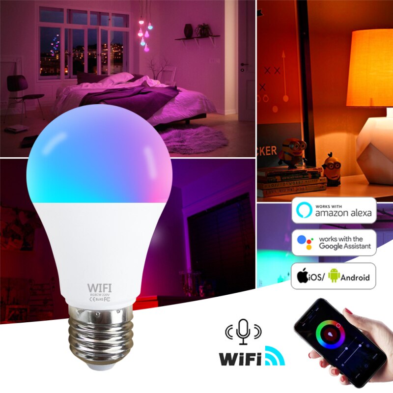 15W Wifi Slimme Lamp Werk Met Alexa/GoogleHomeAC220V/110V Rgb + Cct Dimbare Timer Functie b22 E27 Led Rgb Lamp