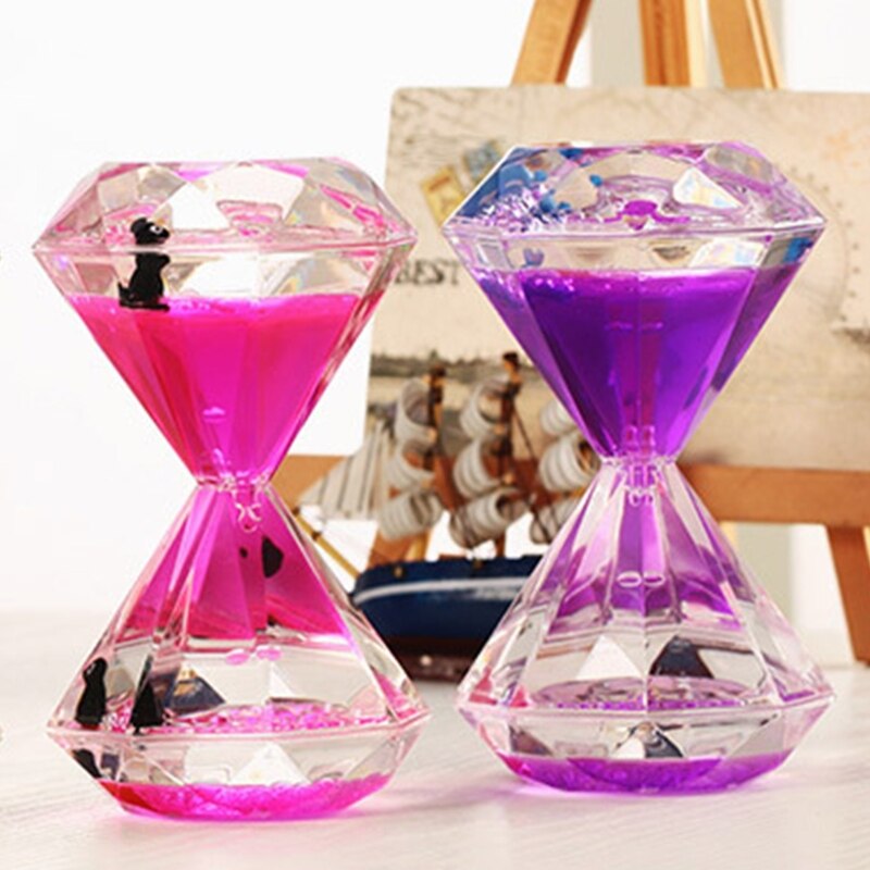 Giocattolo B36E della scrivania della clessidra dell'olio animale del temporizzatore di movimento liquido galleggiante di forma del diamante