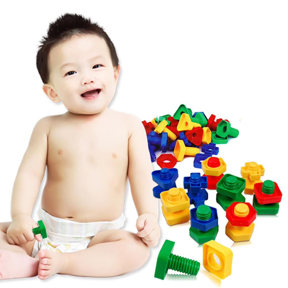 40 stk / sæt 3d farverige skruemøtrikker bolte bygning puslespil forsamling intelligent børnelegetøj