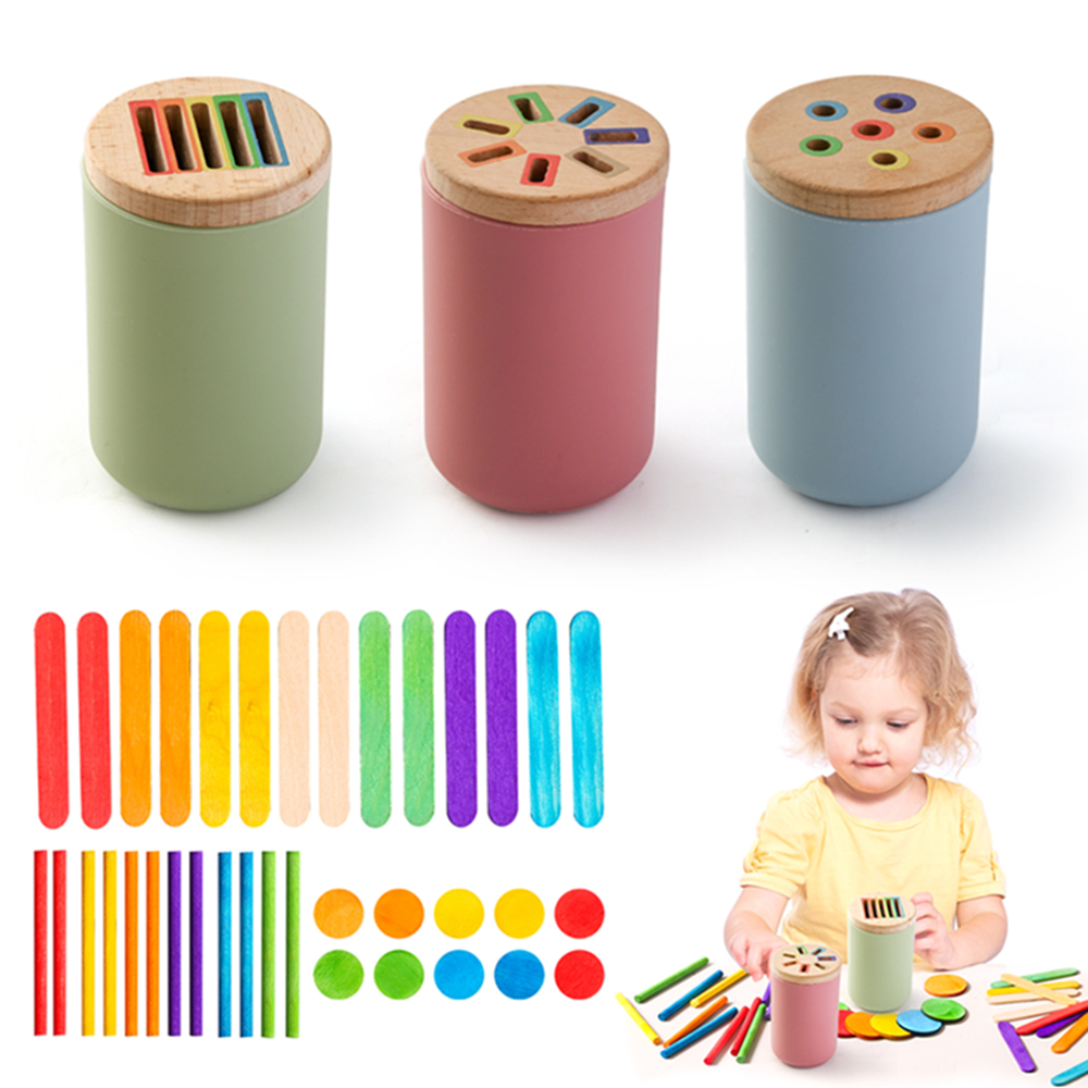 Counting Montessori Toys Wooden Stick Matching Games Color Sorting Cup Preschool Learning Education Toys for Kids Girls Boys
