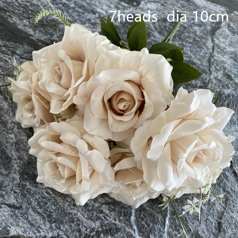 Decoración de boda, rosa polvoriento, rubor, café ligero desnudo, arroz, rosa artificial blanca, fila de flores, guía de camino, flor,: Naranja