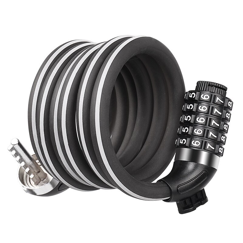 Reflective Bike Lock Code/Key Bicycle Cable Lock Anti-theft mtb antivol velo candado bicicleta Long Motorcycle Lock 1.2m/1.8m