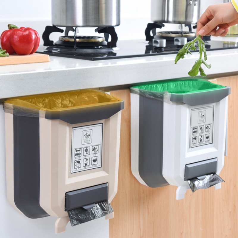 Keuken prullenbak badkamer toilet afvalopslag opvouwbare afvalbak keukenkastdeur hangende prullenbak aan de muur gemonteerde prullenbak