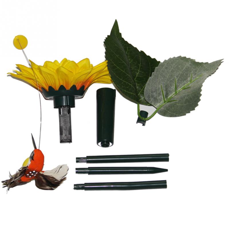 Yard Craft Solar Power Dancing Flying Vibration Simulation Home Electric Hummingbird Fluttering Sun Flower Decoration Garden