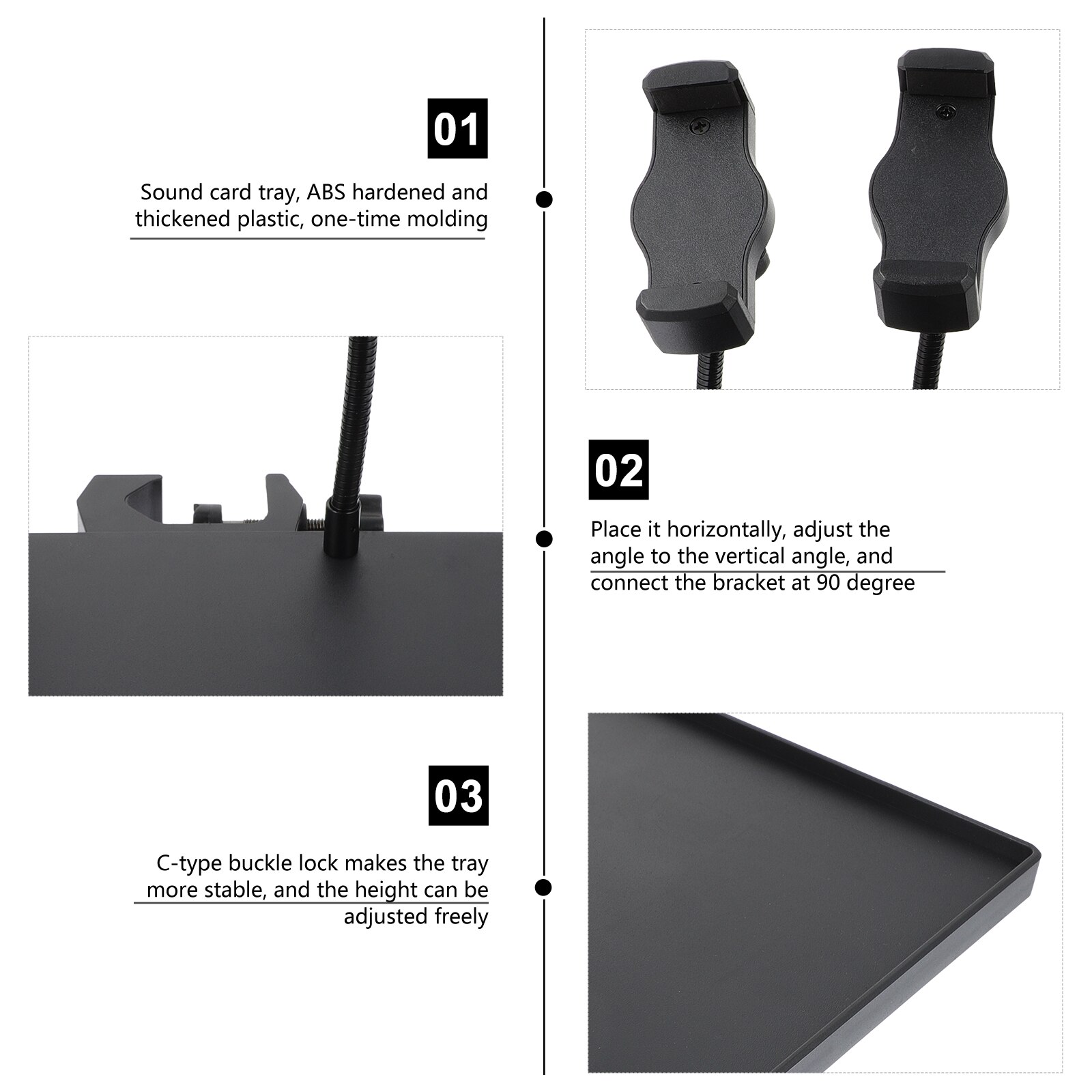 Mic Stand Tray Sheet Stand Clamp-on Dual Phone Stand Tray Shelf Holder