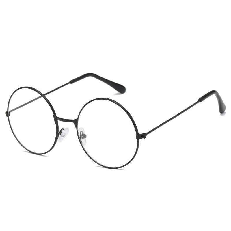 Unisex Retro Round Circle Metal Frame Eyeglasses Original Clear Lens Glasses 2 Styles Men: Black