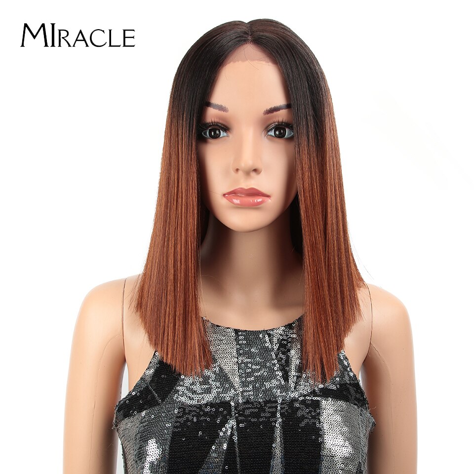 Bob Wig Synthetic Wig Short BOB 14 inches Synthetic Lace Wig Ombre Blonde Cosplay Wigs For Black Women Miracle Wig: TT4-130E