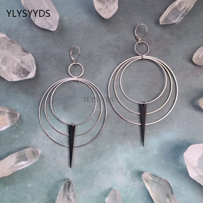 Modernist Metal Loop Earrings Phase Boho Hippie Statement Summer Long Creativity Jewelry Minimalism Women