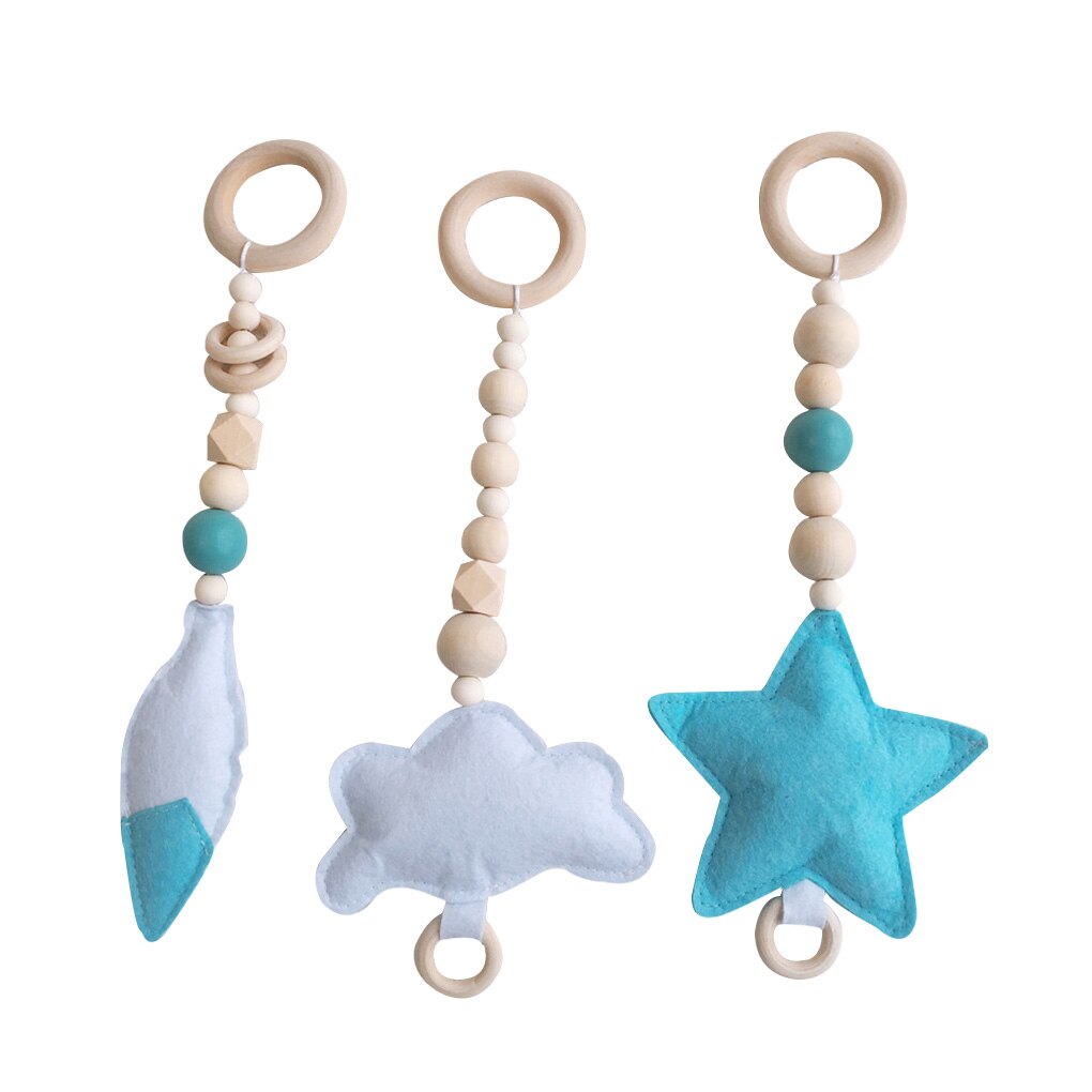 3 unids/set juguetes del bebé, estilo nórdico de madera sonajero perlas anillo gimnasio cochecito de juguete juguetes bebé recién nacido: A6