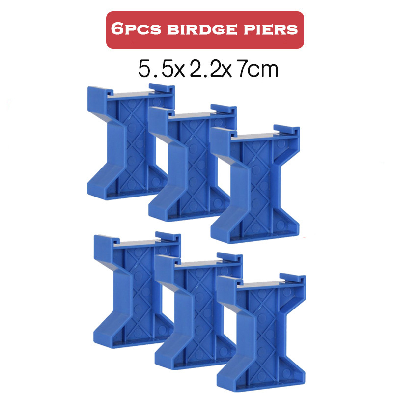 Binari per treni a spirale in plastica accessori per binari ferroviari in legno tutti i tipi tubi per ponti adatti per Biro tutti i marchi binari in legno giocattoli: 6pcs Blue Piers