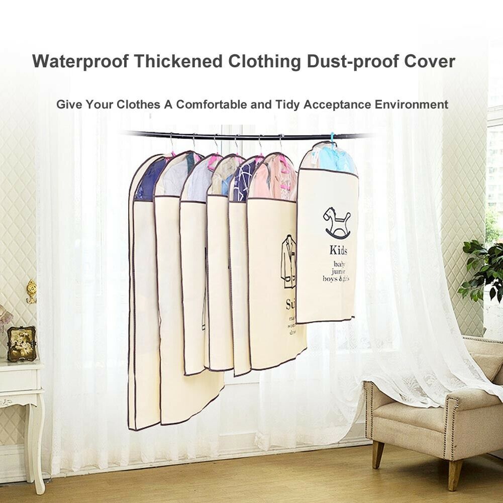Newest Waterproof Thickened Nonwovens Clear Dust-proof Cloth Cover Suit/Dress Garment Bag Storage Protector