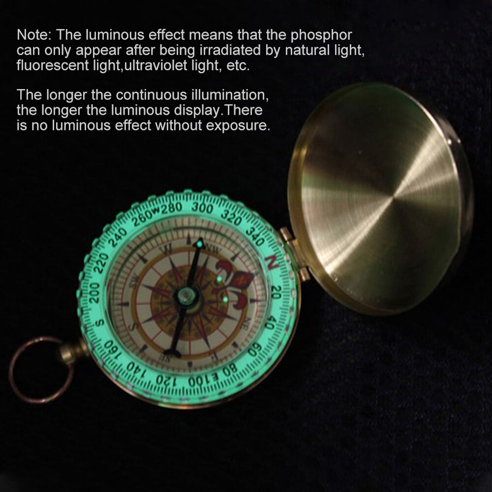 Waterproof Camping Compass Keychain Portable Hiking Pocket Brass Compass With Luminous Climbing Hiking Measuring Tool