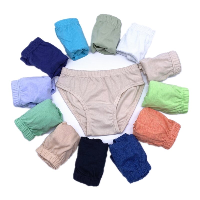 12pcs/Lot Random Colors Boys Solid Panties Kids Briefs Children Underwear Shorts Suit 1-10Years