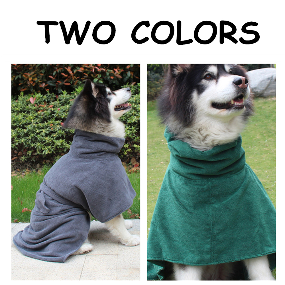 Super Absorbent Dog Bathrobe Pet Clothes 356g Microfiber Surfing Towel Fast Drying Soft Coat Adjustable for Medium Large Dog