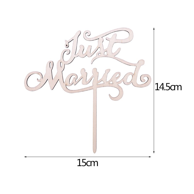 Mr&Mrs Love Just Married Wooden Letters Wedding Cake Topper Wedding Cake Decorations Engagement Party Supplies Cake Insert Cards: B04-1pcs