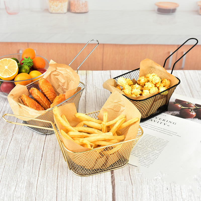 Multifunction Snacks Plates Side Plates Bowl Dishes Iron Chips Frying Basket Drainer Kitchen Gadgets&amp;Tools Tableware