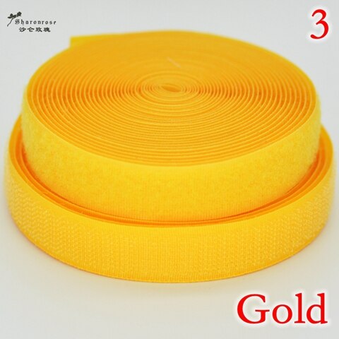 20mm 2 yards/lot kleurrijke zelfklevende klittenband naai-drukknoop naai-accessoires voor thuis kleding tas sh: 3 goud