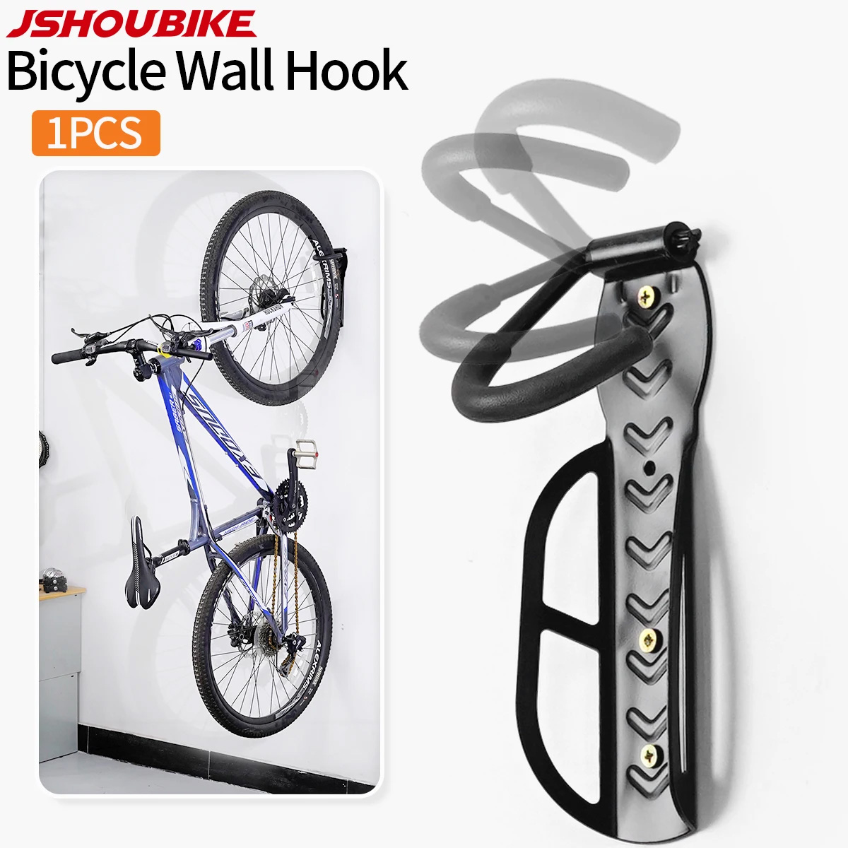 JSHOU Fahrrad Wandhalterung für Garage, Fahrradträger, verstellbarer KleiderbüGel, Aufbewahrung, Fahrradgarage, Zuhause, horizontaler Fahrradhaken, Fahrradhalter, MTB/Rennrad: Gelb