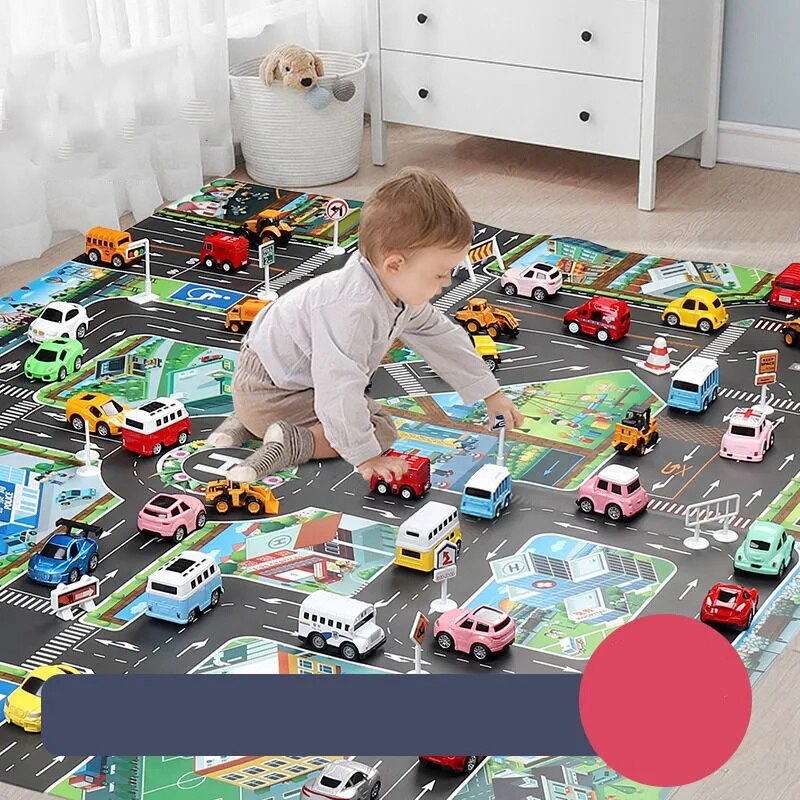 Kids Play Mat City Road Buildings Parking Map Game Scene Home Traffic Map Kids Carpet Map Educational Toys Children Baby