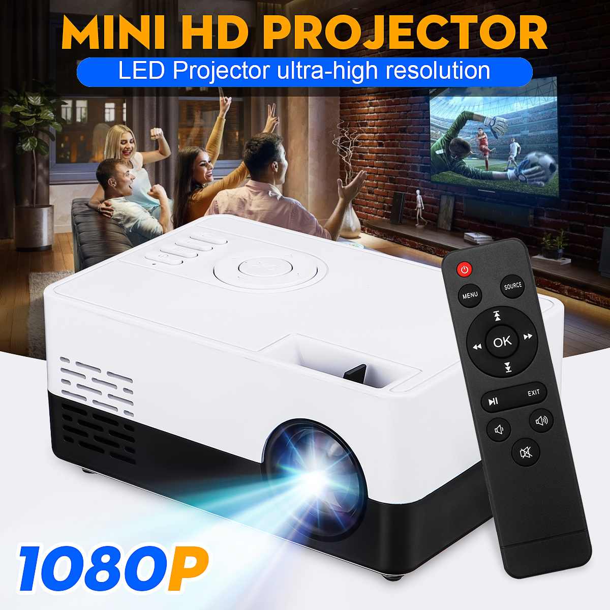 Portable LED Projector TFT LCD Home Cinema Theater Movie LED Projector HD 1080P 7000 Lumen 1280x720P bluetooth Video Projector