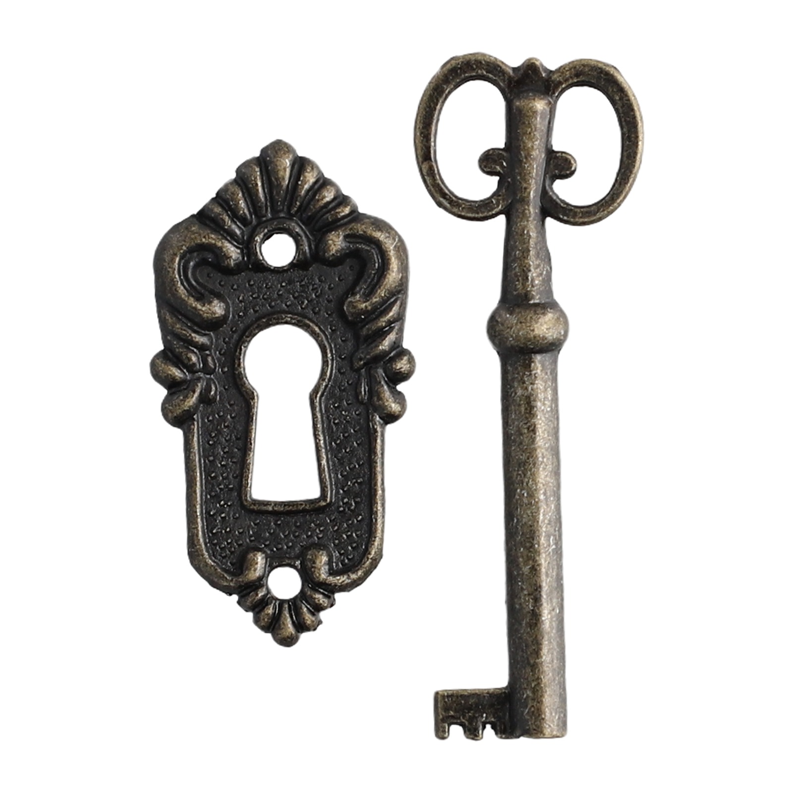 3pcs Antique Door Lock Drawer Jewelry Box Cabinet Wardrobe Cupboard Door Lock Set Lock Body Key Decorative Sheet Home Hardware