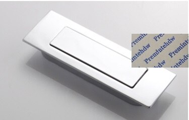 Zinc Alloy Barn Sliding Pocket Wooden Frame Door Closet Cabinet Recessed Flush Finger Pull Spring Dust Cover: Shiny Chrome / 128mm