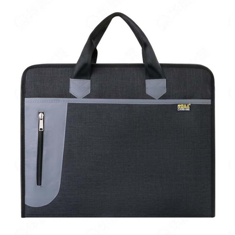 File Bag Hand-in-Buff Large Folder Package Canvas Meeting Briefcase Document Ticket Storage Waterproof Organizer Filing Products: Black