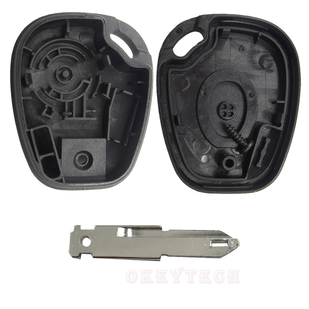 Carcasa para llave de coche con mando a distancia para Renault Megane Scenic Laguna Espace Clio, 1 botón sin cortar, cubierta de repuesto de cuchilla NE73