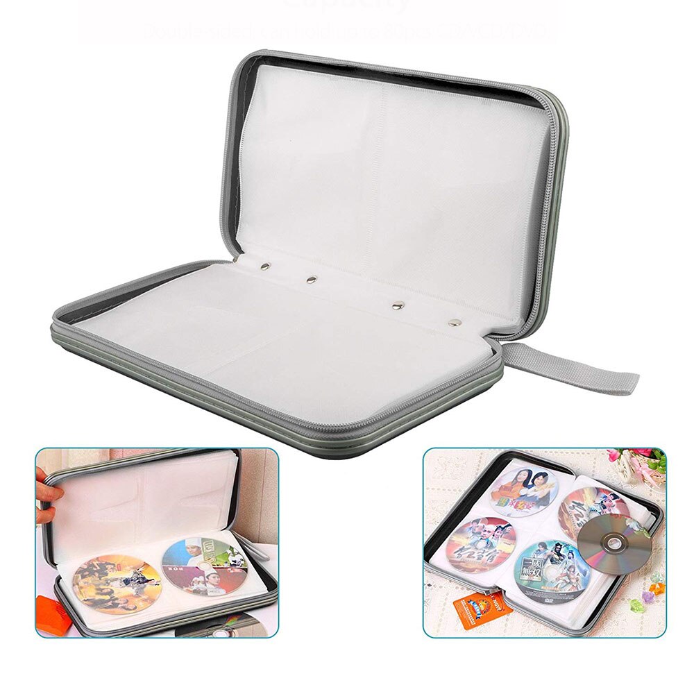 40Pcs/80Pcs Capaciteit Disc Cd Tas Dvd Wallet Organizer Case Waterbestendig Cd Mouw Harde Eva bag Album Doos Grote Houder