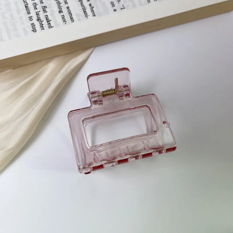 Pinzas cuadradas coloridas para el cabello para mujeres y niñas, horquillas acrílicas elegantes, pasador de tamaño pequeño, pinzas para el cabello de cangrejo, accesorios para el cabello: Rojo