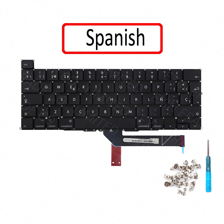 teclado A2141 EU UK US inglés FR francés ruso español alemán italiano danés para MacBook Pro Retina 16 "A2141 año: Spanish