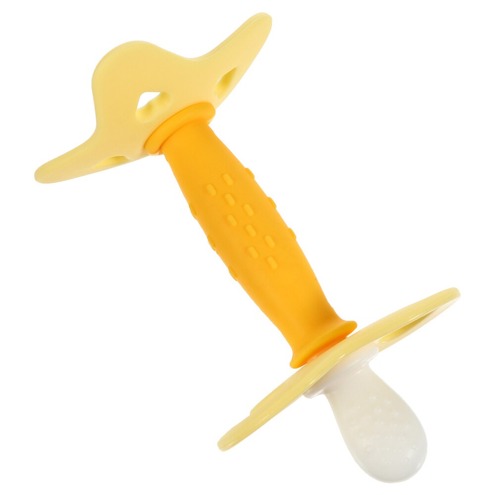 1Pc massaggiagengive leggero portatile in silicone giocattolo per dentizione per bambini denti molari per asta giocattolo per macinazione per bambini piccoli: giallo