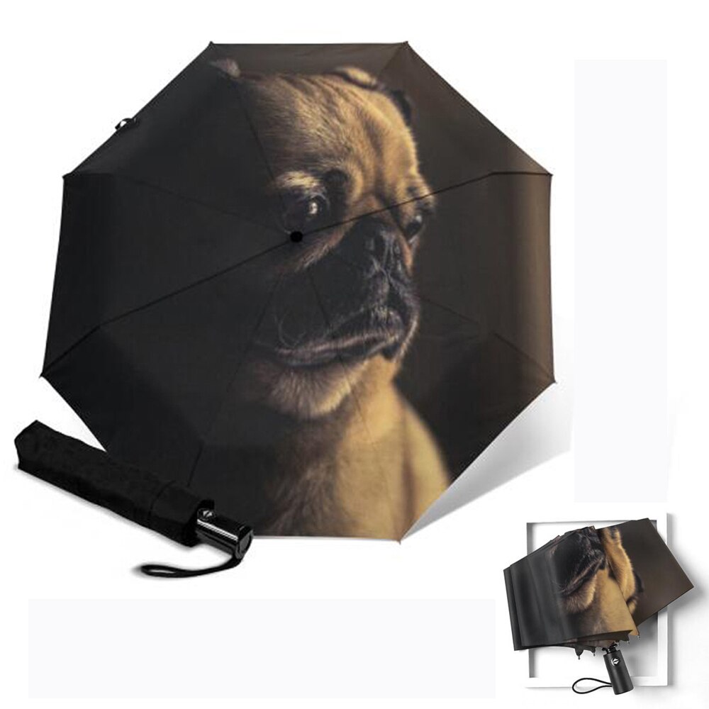 Leuke Franse Bulldog Paraplu Anti-Uv Bescherming Paraplu Gedrukt 3 Folding Zonnige Regenachtige Paraplu Voor Vrouwen Draagbare Parasol