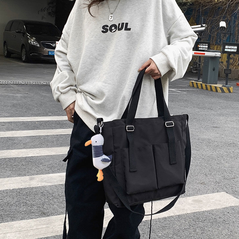 Wasserdichte Einkaufstasche Große Kapazität Leinwand Tasche Weibliche Umhängetaschen Japanische Schulter Tasche Taschen Schüler Schule Taschen Frauen Handtaschen