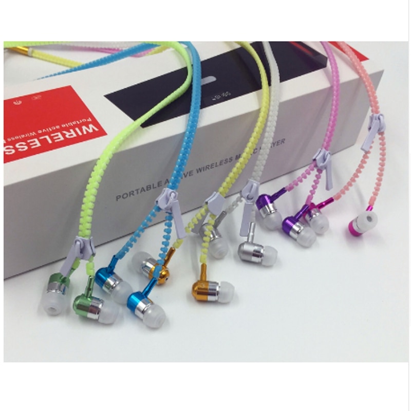 Stereo metalen oordopjes, gloeiende metalen oordopjes met rits, lichtgevende oordopjes in het donker voor iphone, samsung, xiaomi, sport oordopjes