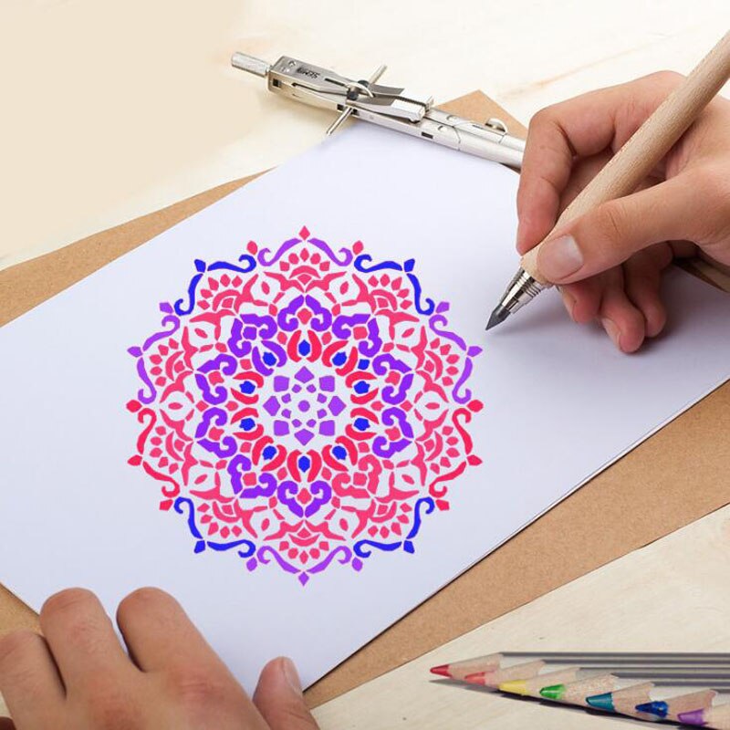 1pc Theme Drawing Lace Ruler Stencil Bullet Journal Painting Template Cake Spray Pattern West Point Decor Office School Supplies: Red