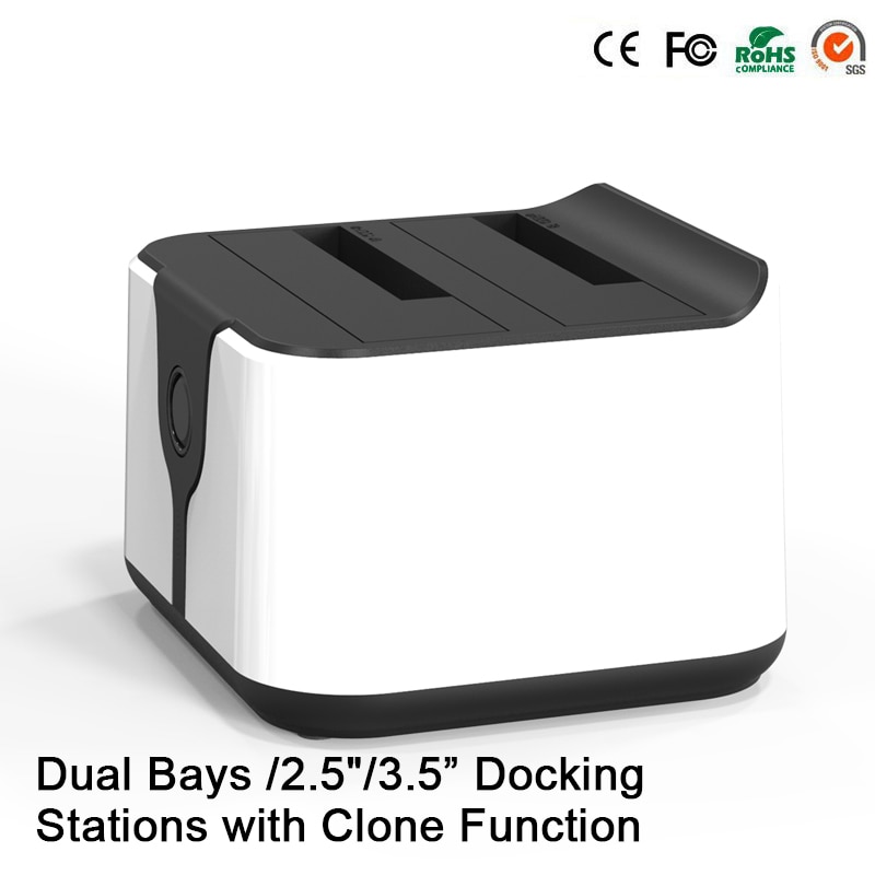 HD05 Aggiornato! 2 Baia 2.5/3.5USB 3.0 a SATA HDD SSD attracco stazione doppio Baia molo stazione con Funzione di clone di Presa 12TB di Leggere
