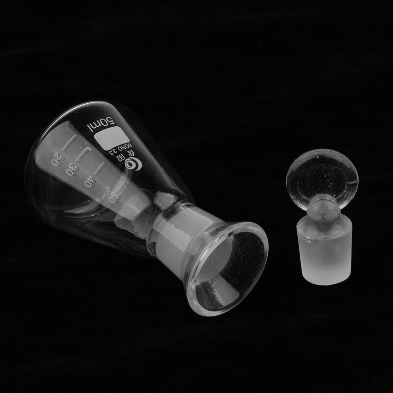 2Pcs Laboratory Borosilicate Glass Narrow Neck Erlenmeyer Conical Flasks With Ground-in Stoppers 50ml/100ml/150ml/250ml