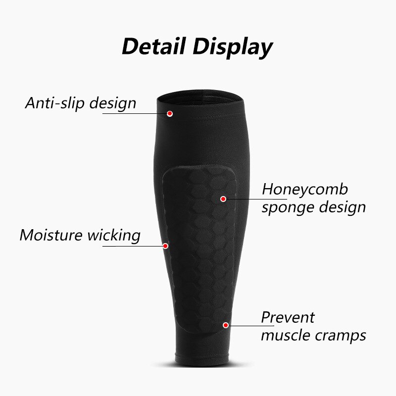 2 Stuks Sport Voetbal Scheenbeschermers Honingraat Voetbal Compressie Kalf Mouwen Ondersteuning Fietsen Training Caneleira Been Bescherming