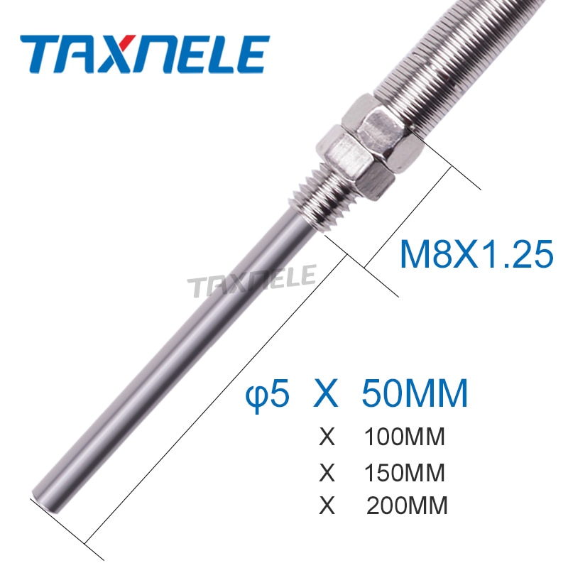 Termopar tipo K J, sonda de acero inoxidable, termopar de 50mm, 100mm, 150mm, 200mm, 2m, Cable termopar 0 ~ 400C, Sensor de temperatura
