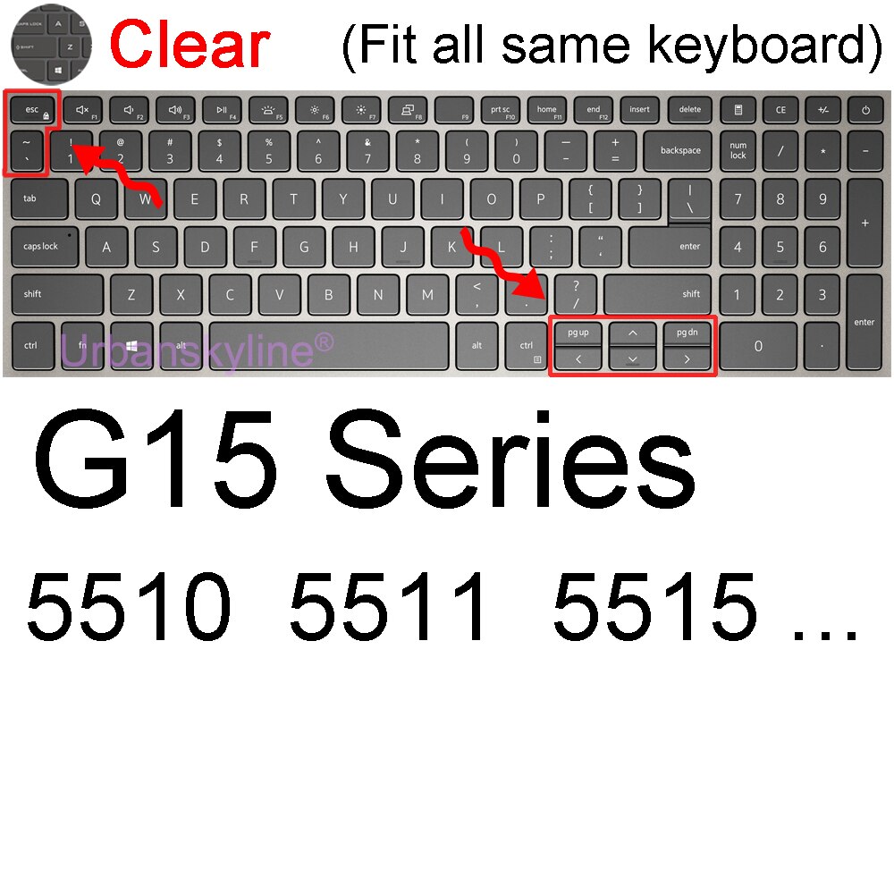 G3 Keyboard Cover for Dell G7 G15 Gaming G5 SE Pro 15 17 5587 7500 7588 7590 7700 7790 Laptop Protector Skin Case Silicone 15.6: Clear G15