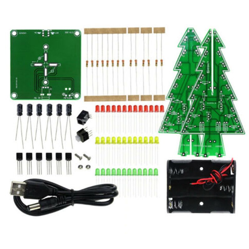 DIY LED Christmas Tree Three Color Flashing Light Red/Green/Yellow DIY Kit for Fun