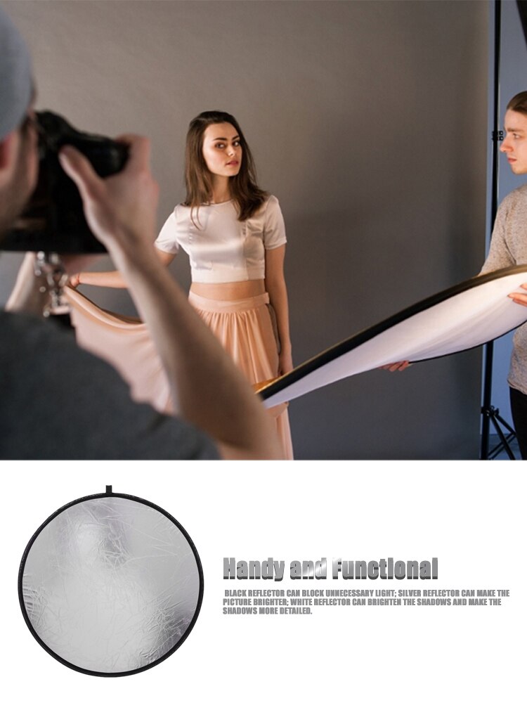 30cm/12inch 2in1 White And Silver Photo Studio Reflector Handhold Multi Collapsible Portable Disc Light Reflector For Photograph