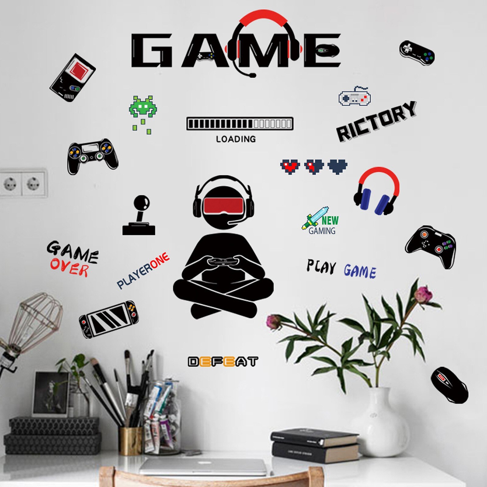 Cute Panda Pattern Wall Sticker Bamboo Kids Living Room Home Decor Baby Room Wall Home Decoration Vinyl Animals Mural: B