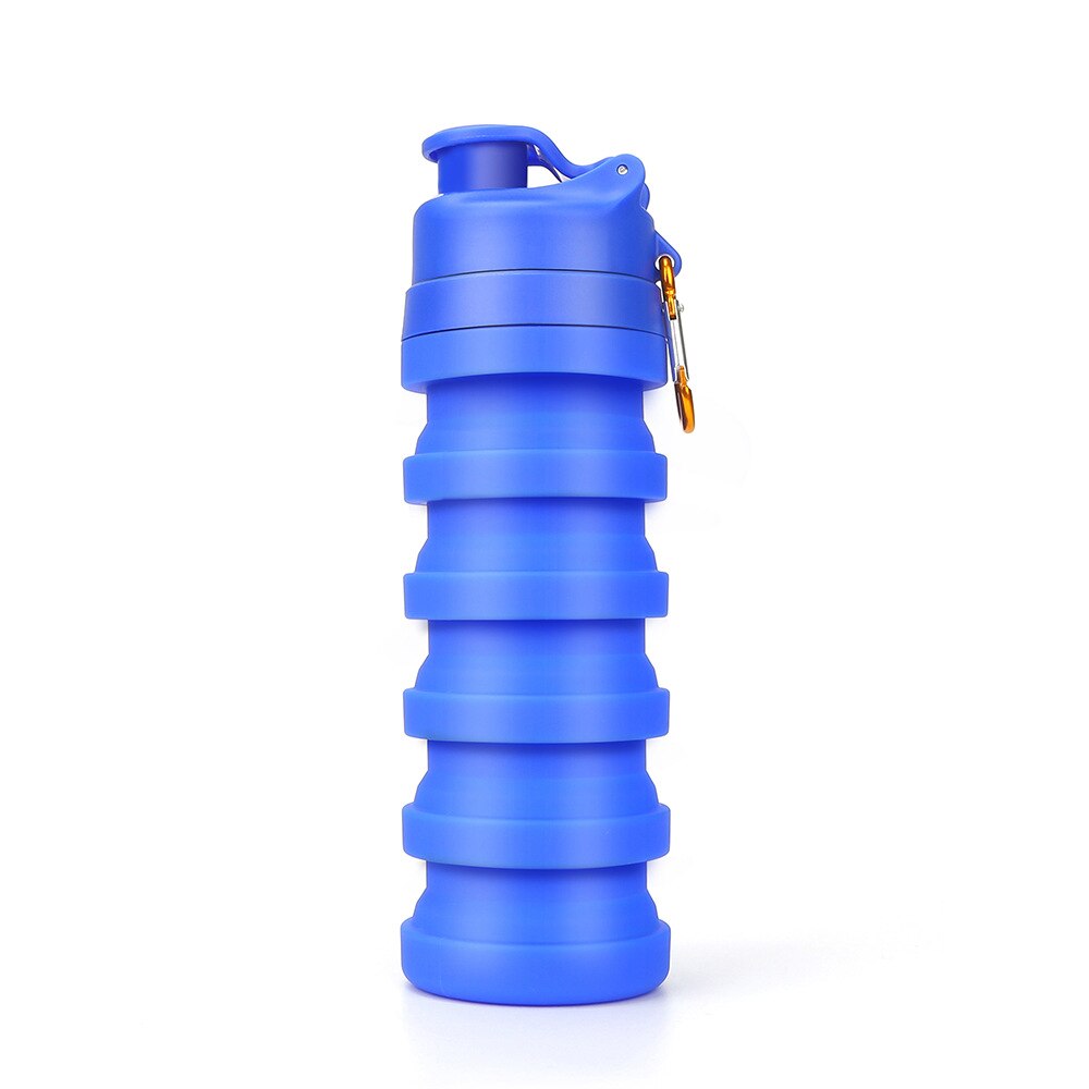 draussen Sport Klapp Wasser Flasche Ich bin Freien Fahrrad Reiten Wasser Flasche Silikon Teleskop Tragbare Wasser Tasse Wasser 2022: Meer Blau-500ml