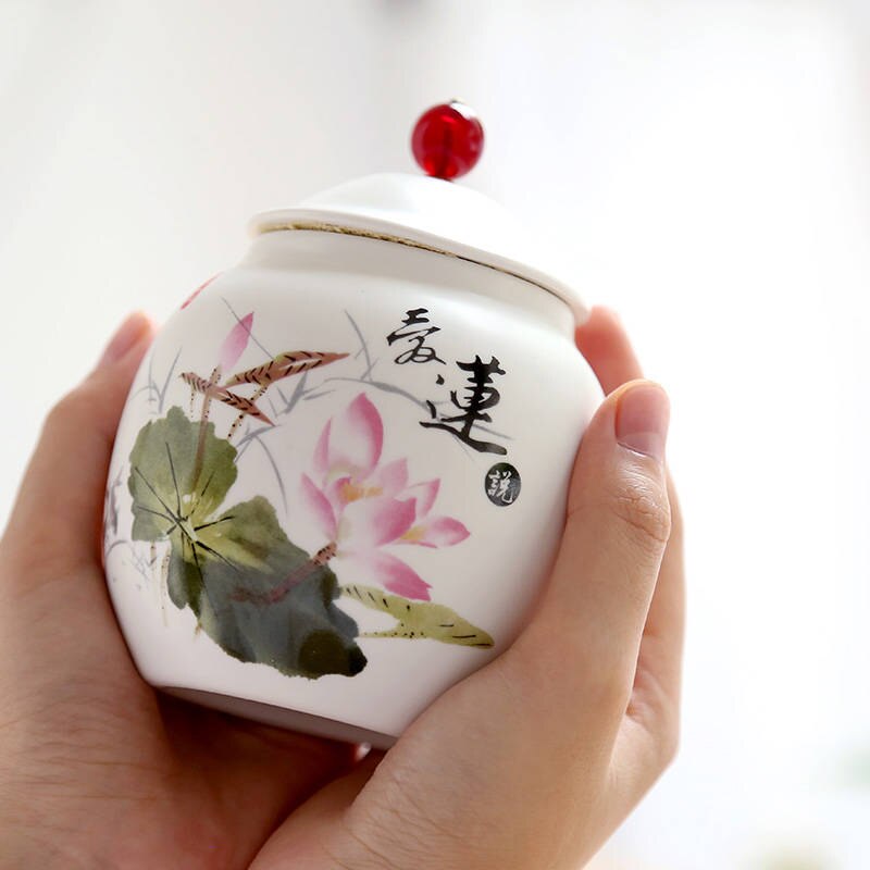 Recipiente de chá portátil de porcelana, tanque selado para cozinha, recipiente de cerâmica para armazenar alimentos, 8 cores para latas de açúcar caixa de caixa