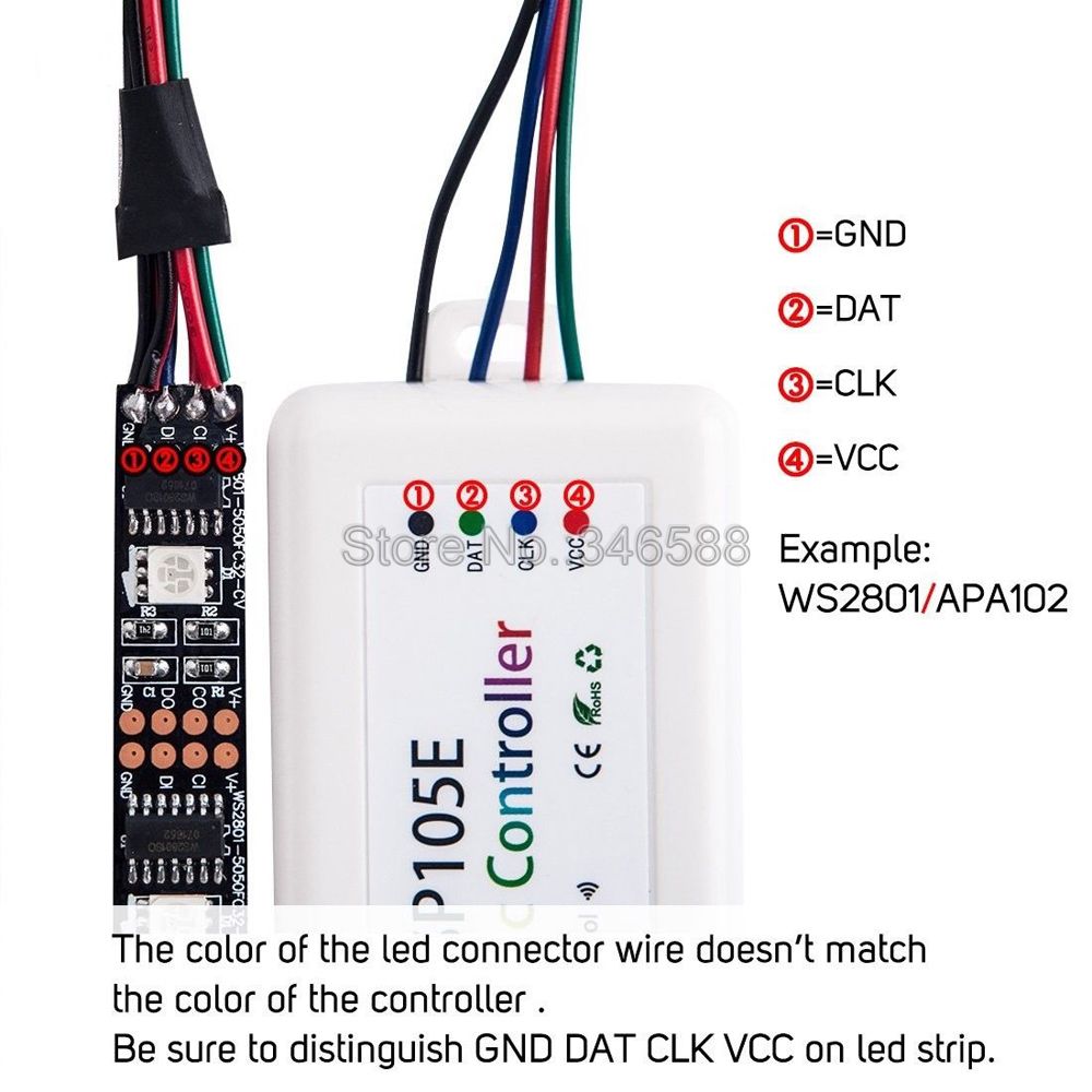 SP105E LED Controller 4.0 Bluetooth APP Controle voor DC5-24V WS2801 WS2811 WS2812B SK6812 LDP8806 APA102 LED Strip 2048 Pixels